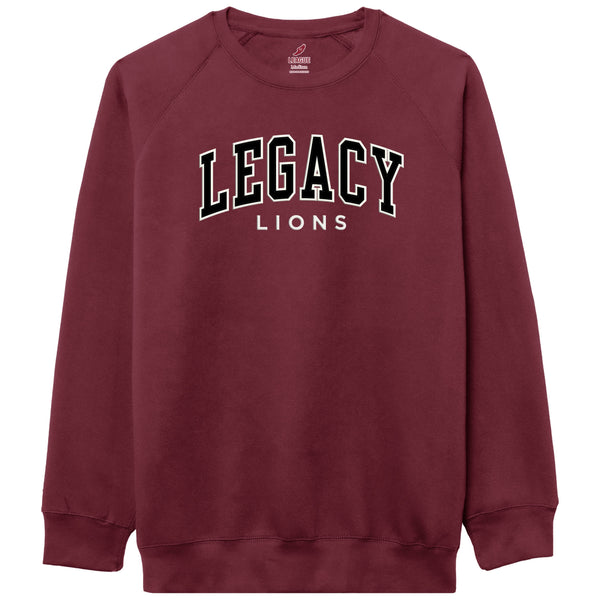 Adult Legacy Patchwork Crewneck in Maroon