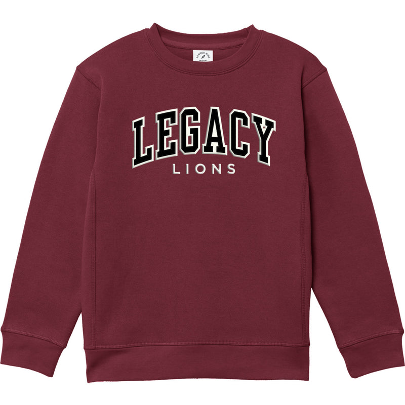 Youth Legacy Patchwork Crewneck in Maroon