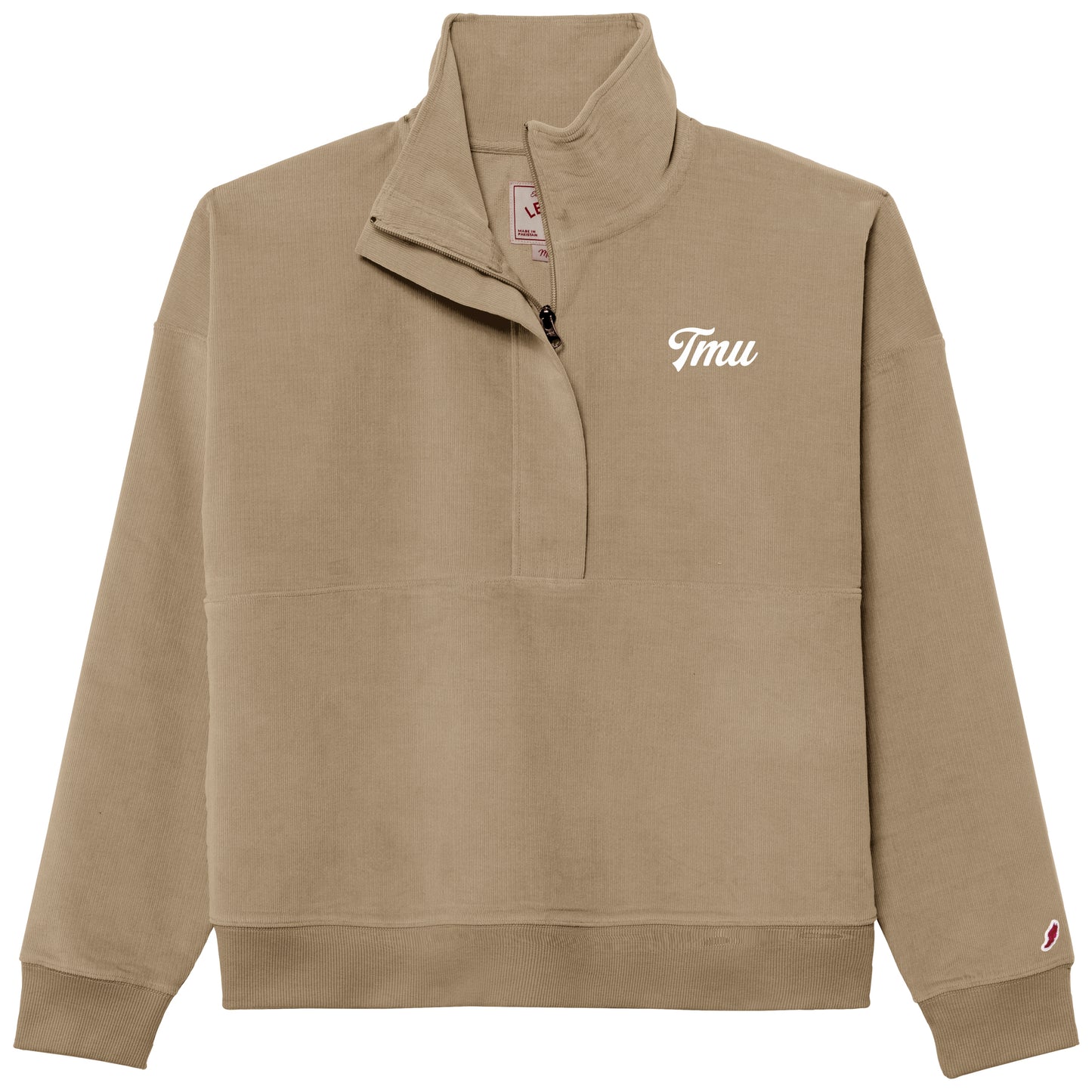 TMU Vintage Script Cord Women's Half Zip - Khaki