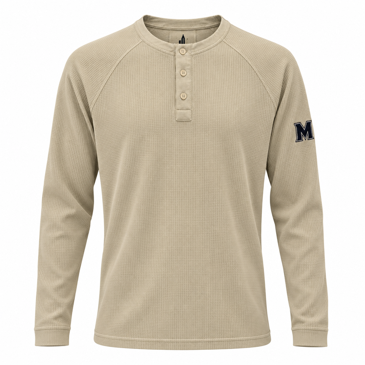 Rhone Waffle Tech Henley Long Sleeve- Toasted Oat