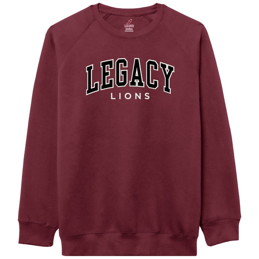 Adult Legacy Patchwork Crewneck in Maroon