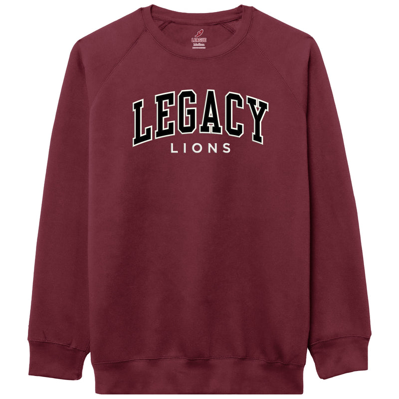 Adult Legacy Patchwork Crewneck in Maroon
