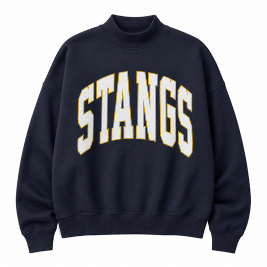 Stangs Navy Reverse Fleece Women's Diana Mock Neck