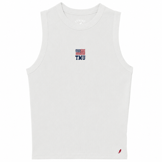 Retro Rib Tank Flag+TMU (Sno White w/ Navy)