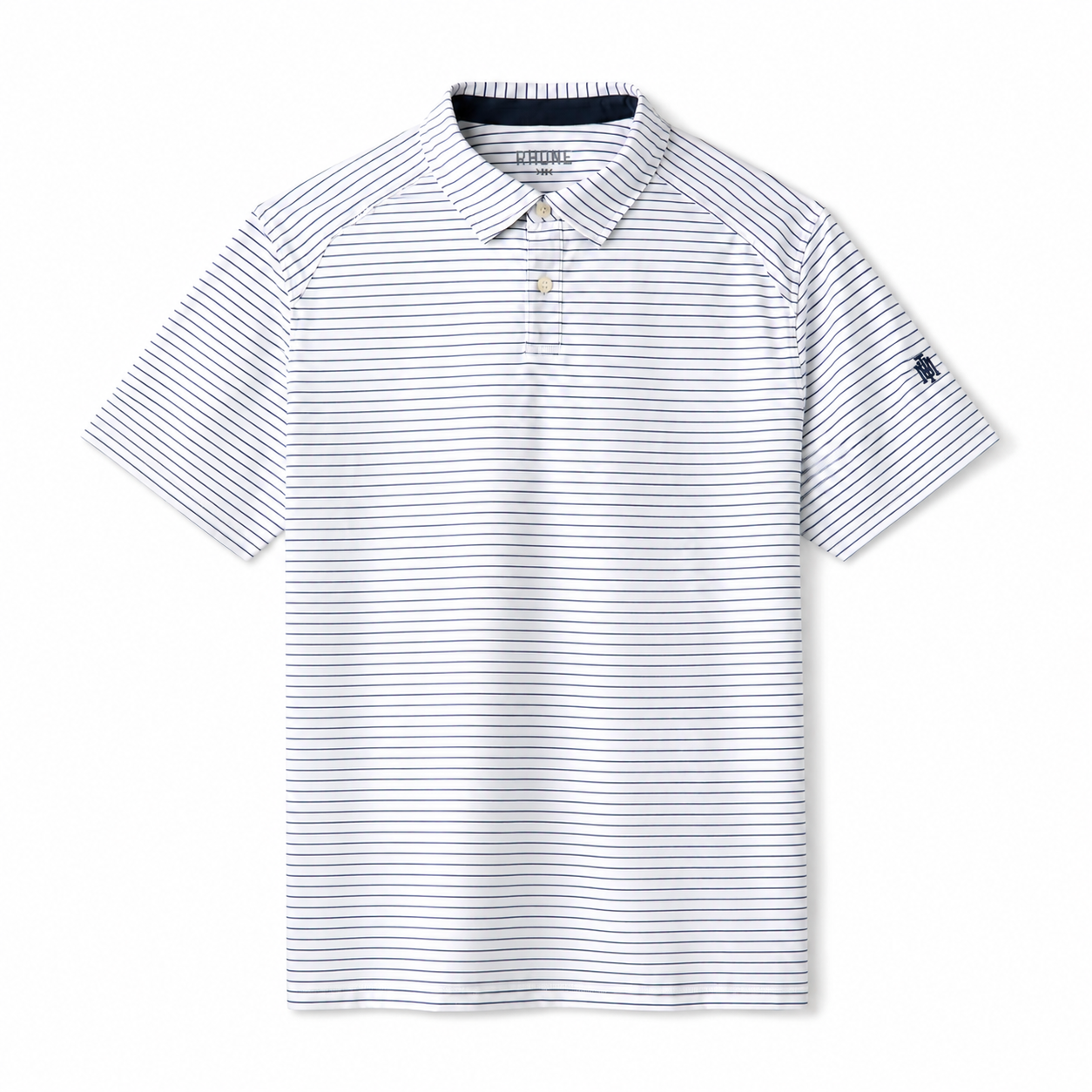 Rhone White/Navy Pinstripe Commuter Polo-Slim Fit