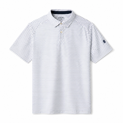 Rhone White/Navy Pinstripe Commuter Polo-Slim Fit