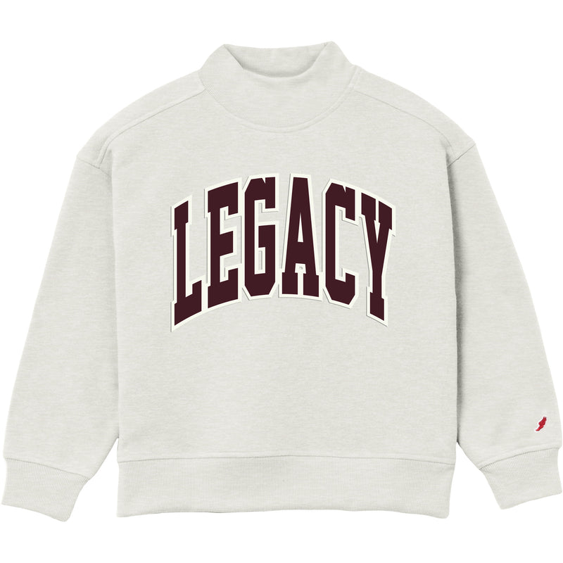 Girls Mock Neck Legacy Sweatshirt in Light Gray