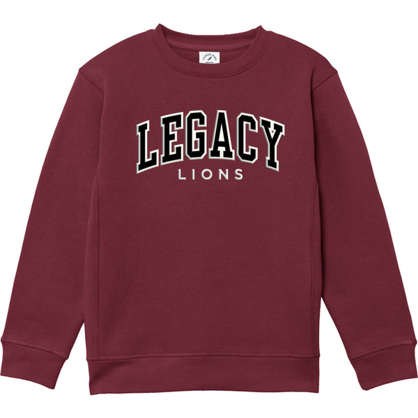Youth Legacy Patchwork Crewneck in Maroon