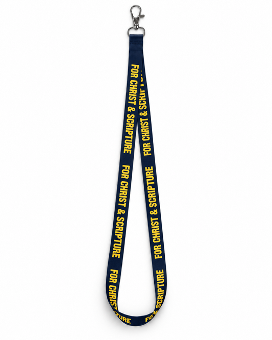 For Christ & Scripture Lanyard- Navy & Gold
