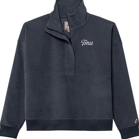 TMU Vintage Script Cord Women's Half Zip - Khaki