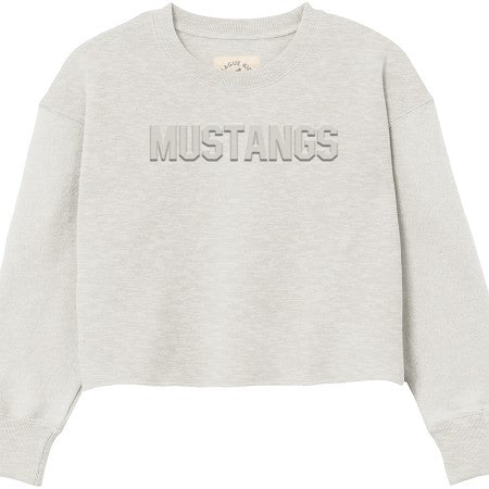 Youth Reverse Fleece Crew- Mustangs Oatmeal Heather